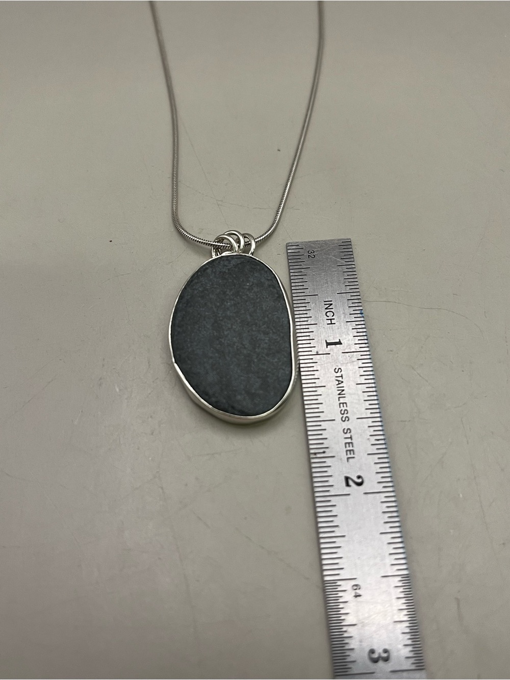 Handmade 925 Sterling Silver Maine Beach Rock Pendant Necklace | Natural Black - Picture 5 of 6